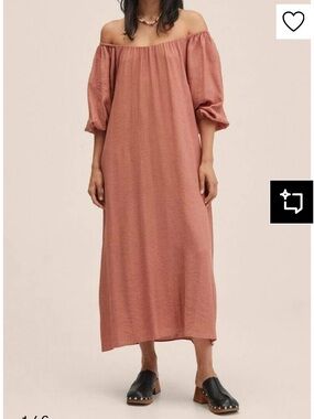 Mango Rust Orange Peasant dress